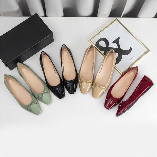 Damen elegante Ballerinas mit feinem Lackleder-Obermaterial und modischem Schleifen-Detail Nord Taschen