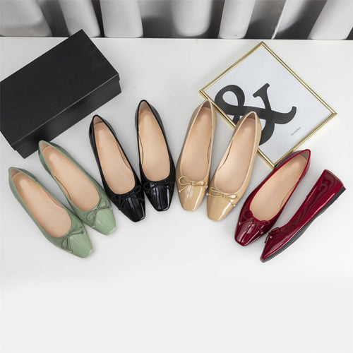 Damen elegante Ballerinas mit feinem Lackleder-Obermaterial und modischem Schleifen-Detail Nord Taschen