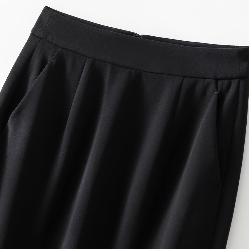 Damen Midirock aus Satin mit Spitzenbesatz und Seitentaschen Nord Taschen