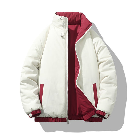 Herren Kurz geschnittene Thermo-Pufferjacke mit hohem, verstellbarem Stehkragen und kontrastierter Innenfütterung Nord Taschen
