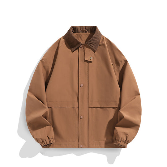 Herren Oversize-Utility-Jacke mit Cordkragen und Druckknopffront Nord Taschen