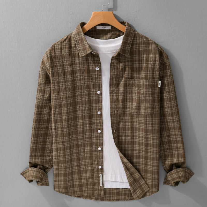 Herren Karierter Baumwoll-Overshirt im Relaxed-Fit mit Brusttasche und Soft‑Touch Nord Taschen