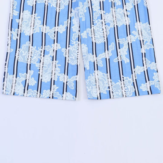Damen Weite Palazzo-Hose mit elastischem Bund und floralem Streifen-Print Nord Taschen