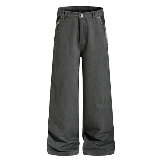 Damen Weite High‑Waist Culotte-Jeans im Palazzoschnitt mit kontrastierten Eingrifftaschen Nord Taschen