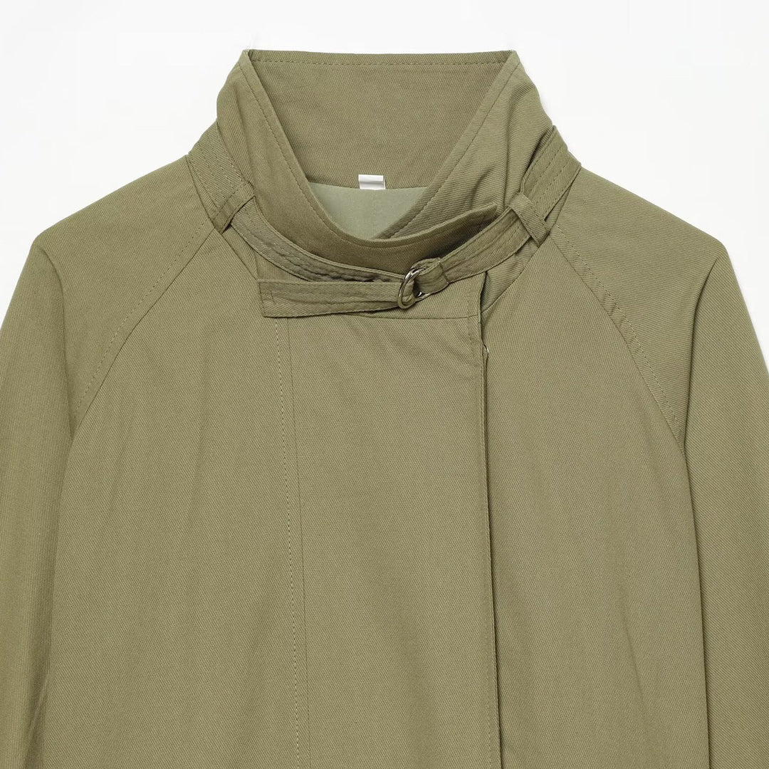 Damen Kurzcape-Trenchjacke mit Taillengürtel und Funnelkragen Nord Taschen