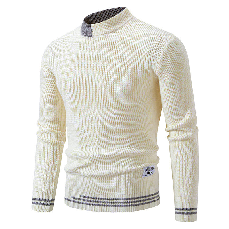 Herren gerippter Feinstrickpullover mit Stehkragen und kontrast-Blockdesign Nord Taschen