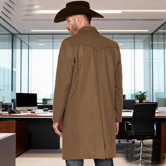Herren Mantel aus Wollmischung im Westernstil mit Stehkragen und Pattentaschen Nord Taschen