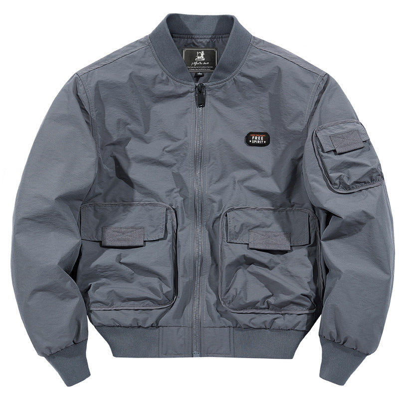 Herren leichter Nylon-Bomber im Utility-Look mit Mehrfachtaschen und Rippbündchen Nord Taschen
