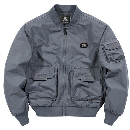 Herren leichter Nylon-Bomber im Utility-Look mit Mehrfachtaschen und Rippbündchen Nord Taschen