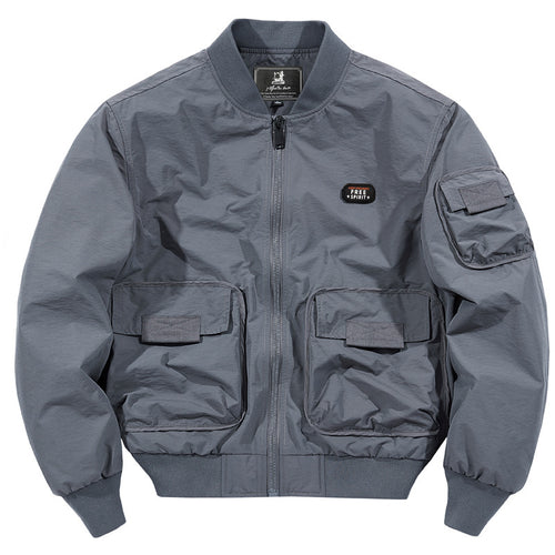 Herren leichter Nylon-Bomber im Utility-Look mit Mehrfachtaschen und Rippbündchen Nord Taschen