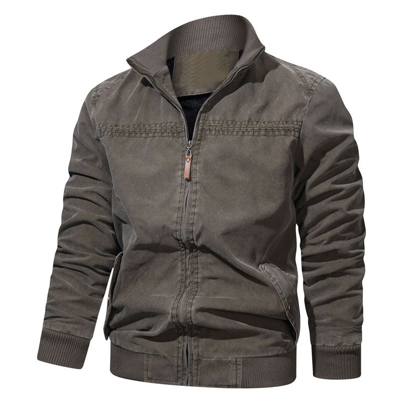 Herren leichtes Vintage-Canvas-Blouson mit Stehkragen und Rippbündchen Nord Taschen