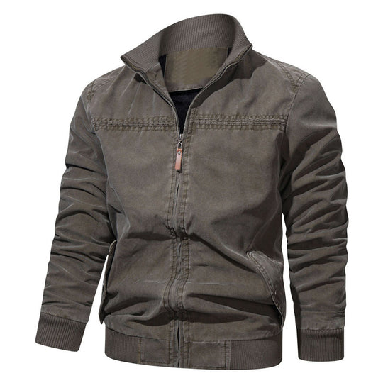 Herren leichtes Vintage-Canvas-Blouson mit Stehkragen und Rippbündchen Nord Taschen