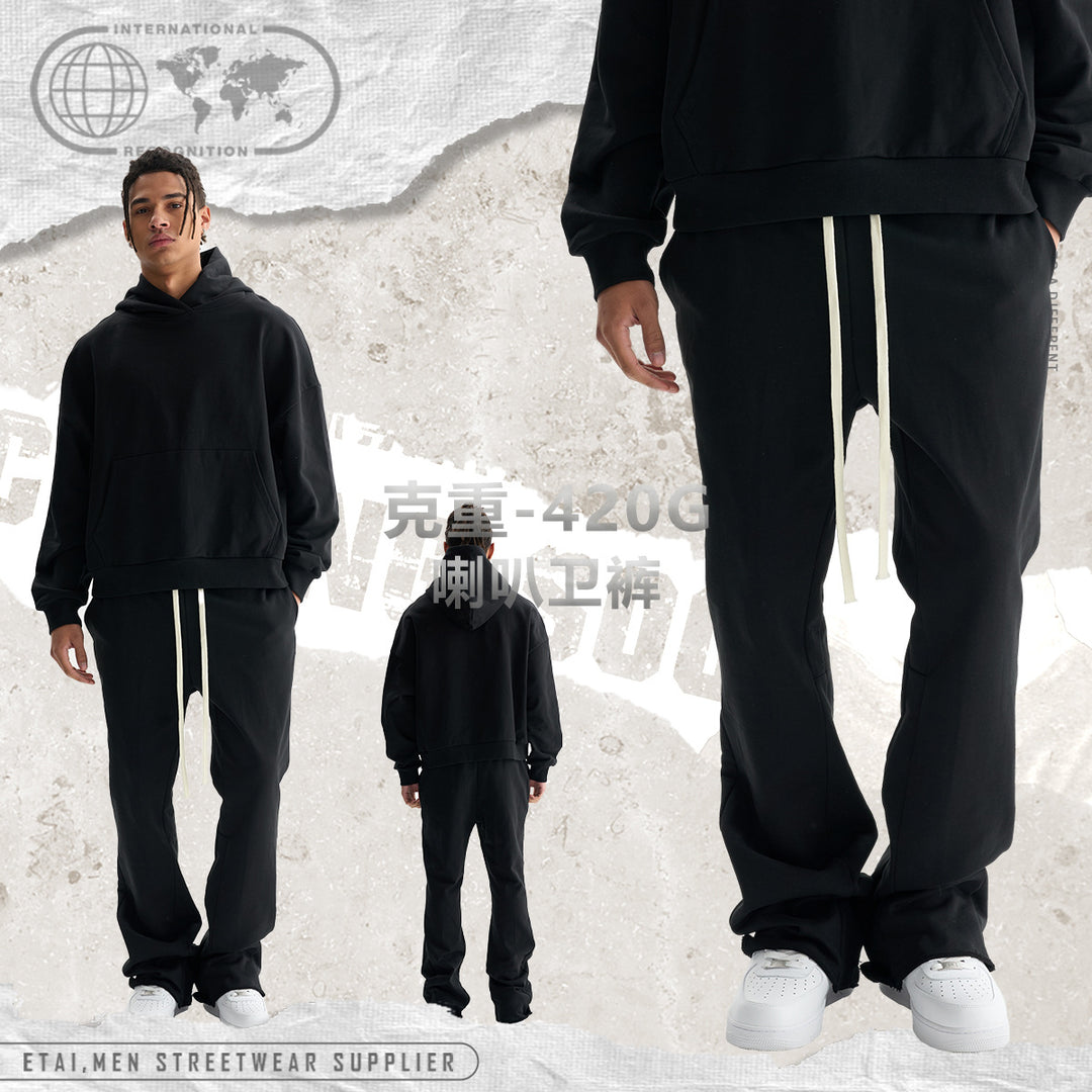 Damen Schlaghose aus French-Terry mit weitem Bein und Kordelzug Nord Taschen