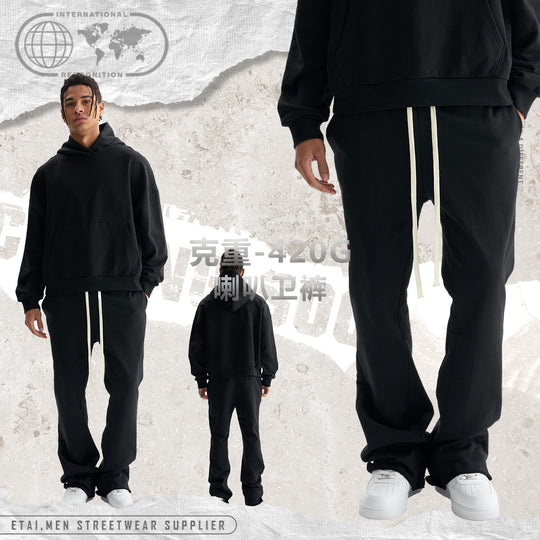 Damen Schlaghose aus French-Terry mit weitem Bein und Kordelzug Nord Taschen
