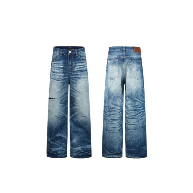 Damen taillenhohe Culotte-Jeans mit weitem Bein und ausgefransten Details Nord Taschen