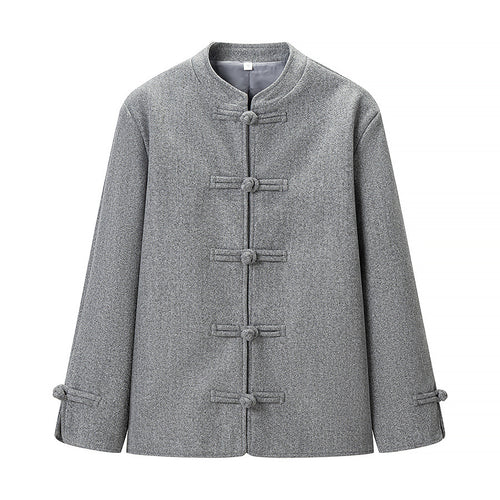 Damen Wolloptik-Kurzjacke mit Stehkragen und Knotenverschlüssen Nord Taschen
