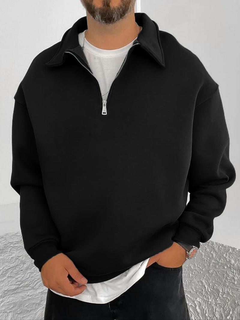 Herren Oversize Halbzip-Sweatshirt mit aufgestelltem Kragen Nord Taschen