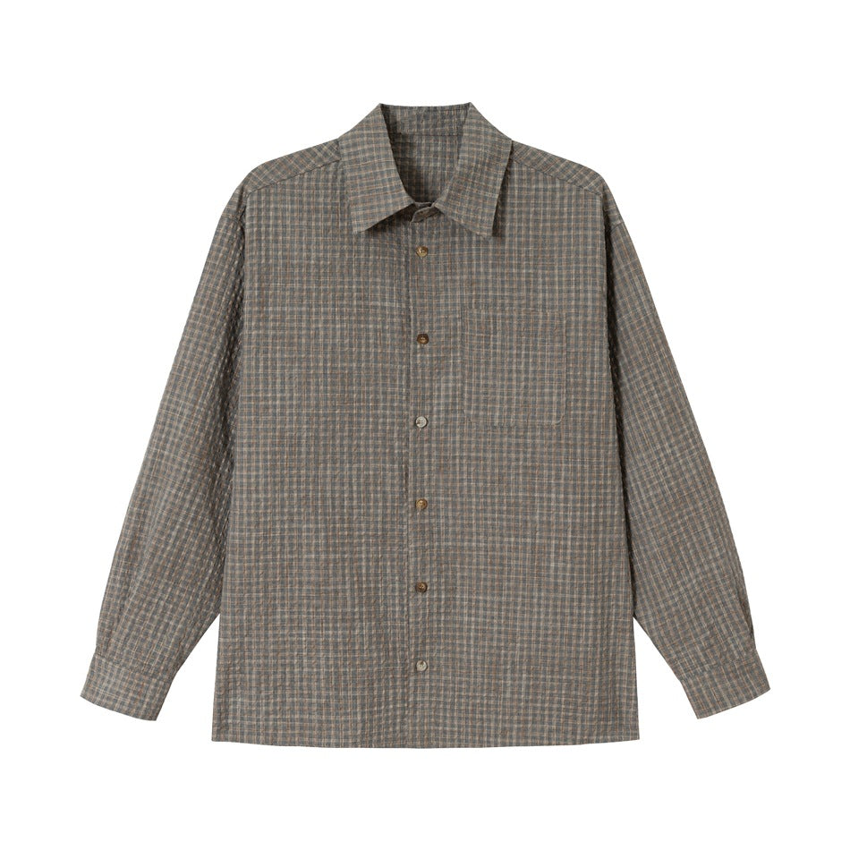 Herren Leichtes Karo-Overshirt aus Baumwollmischung mit geradem Saum und aufgesetzter Brusttasche Nord Taschen