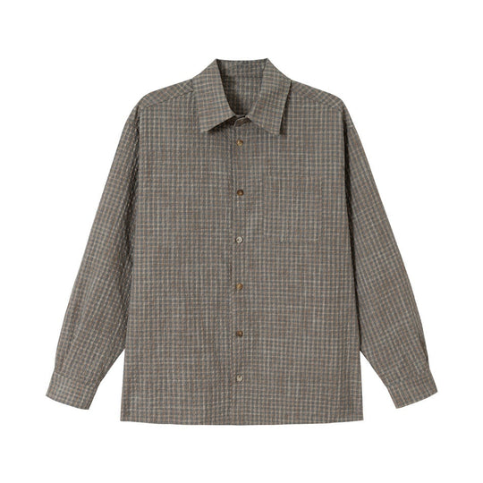 Herren Leichtes Karo-Overshirt aus Baumwollmischung mit geradem Saum und aufgesetzter Brusttasche Nord Taschen