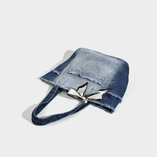 Damen Denim Tragetasche mit verspieltem Kordelzug und elegantem Design Nord Taschen