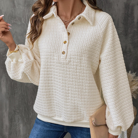 Damen Modischer Pullover mit Knopfleiste Nord Taschen