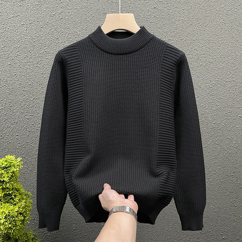 Damen Feinstrickpullover mit strukturierter Waffel- und Rippenstruktur und Stehkragen Nord Taschen