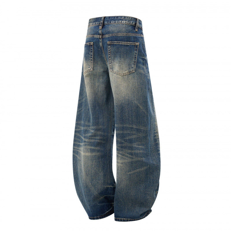 Damen High-Waist Ballon-Jeans mit Used-Waschung und weitem Statement-Bein Nord Taschen
