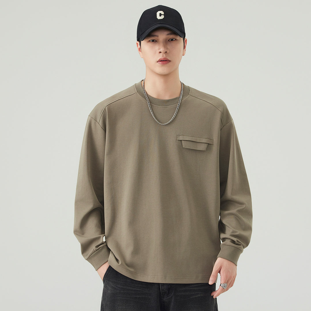Herren Oversize Sweatshirt mit Brustklappe und Raglanärmeln Nord Taschen