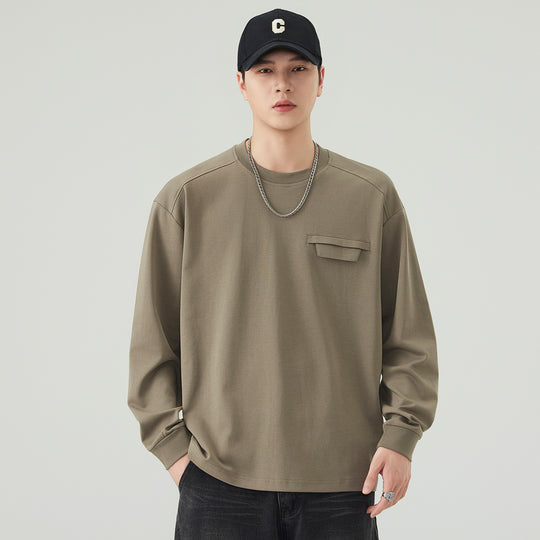 Herren Oversize Sweatshirt mit Brustklappe und Raglanärmeln Nord Taschen