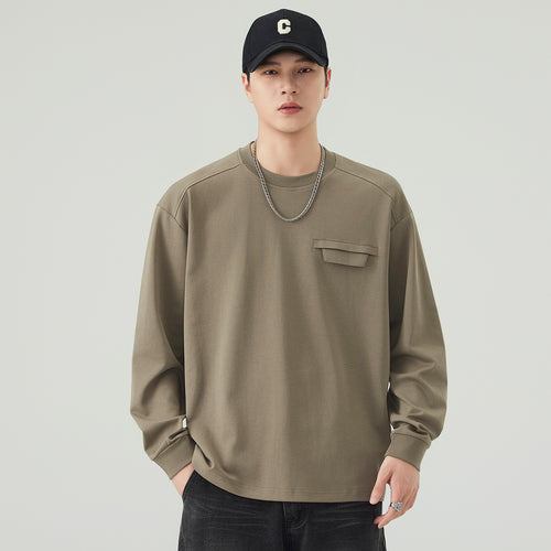 Herren Oversize Sweatshirt mit Brustklappe und Raglanärmeln Nord Taschen