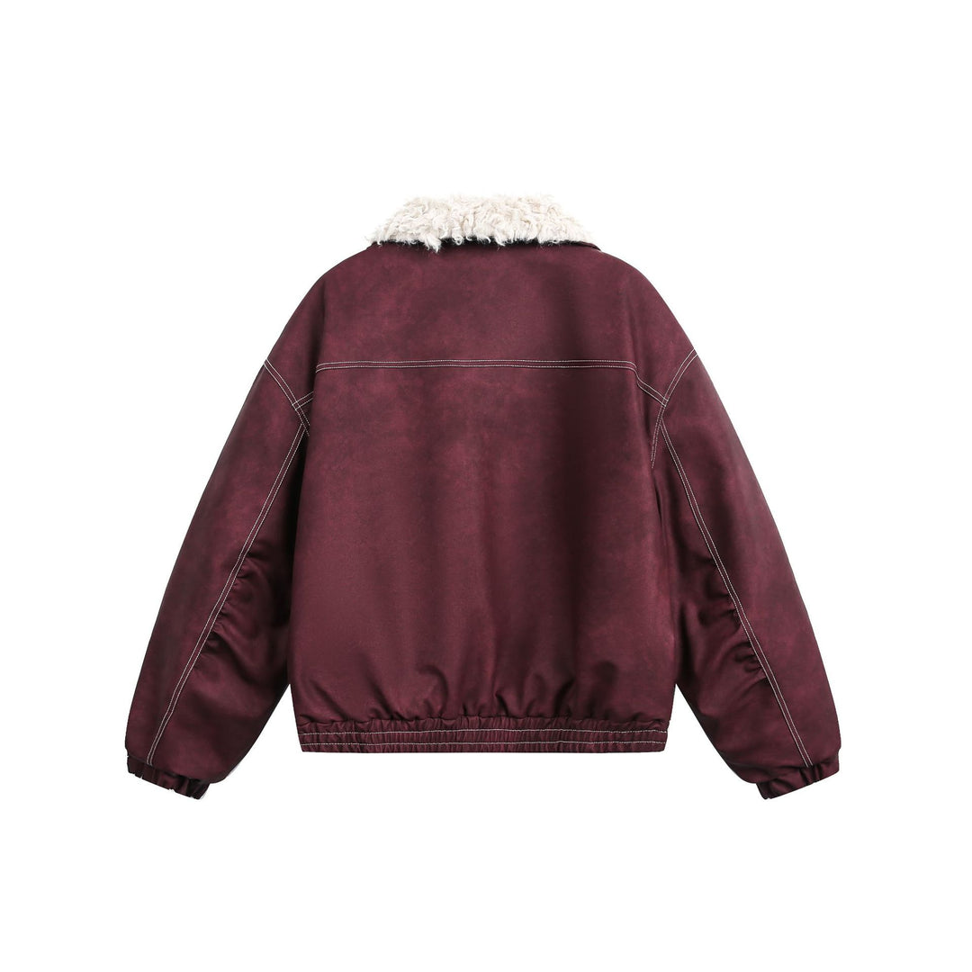 Herren Boxy Veloursleder‑Optik Blouson mit Teddyfutter und hohem Kragen Nord Taschen