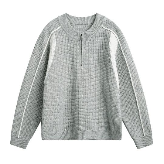 Herren Strukturierter Strickpullover mit halbem Reißverschluss Nord Taschen