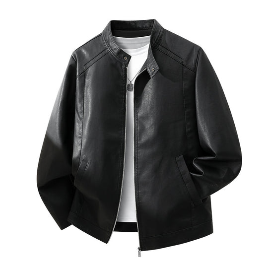 Herren Schlichte Kunstleder-Cityjacke mit Stehkragen, Zweiwege-Reißverschluss & Eingrifftaschen Nord Taschen