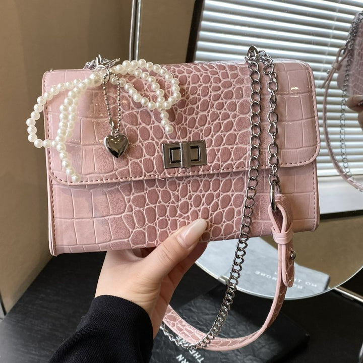 Damen elegante Kettenhandtasche mit strukturiertem Krokodil-Design Nord Taschen