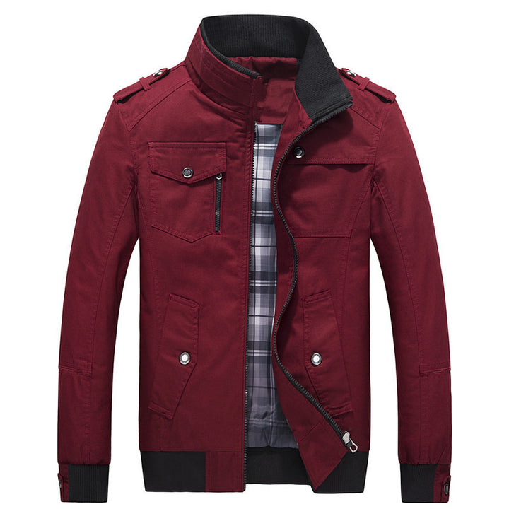 Herren  leichte Canvas-Fieldjacke mit gesteppter Innenfütterung, Schulterklappen und kontrastierendem Rippbund Nord Taschen