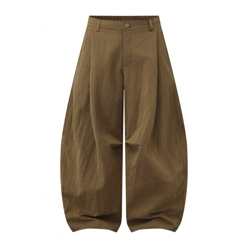 Damen Weite Ballonhose aus Baumwollmischung mit hohem Bund und elastischem Rückengummi Nord Taschen