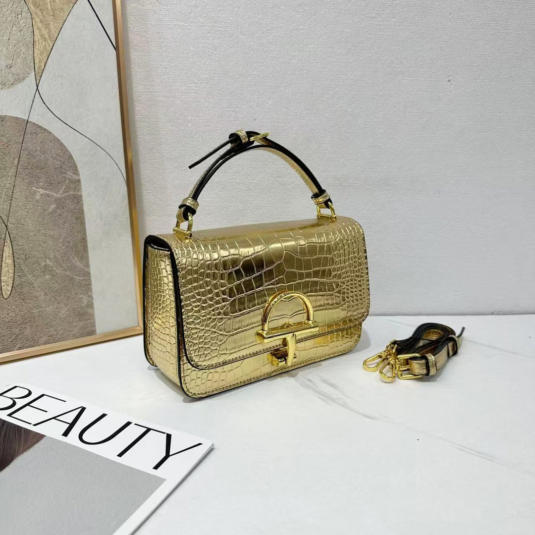 Damen elegante Lederhandtasche mit edlem Krokodilleder-Look Nord Taschen