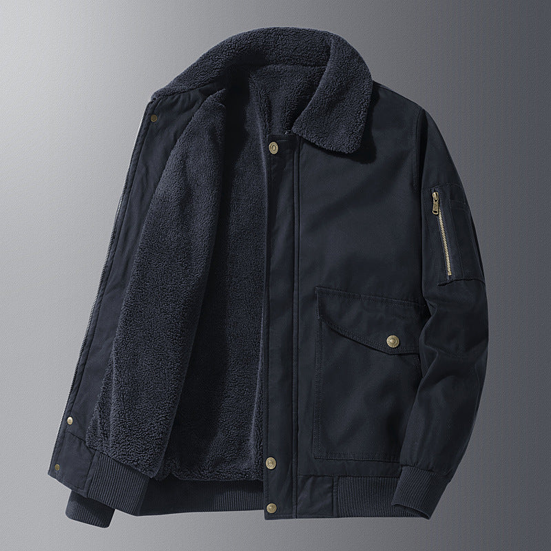 Herren Teddygefütterter Pilotenblouson im Worker‑Style mit Ärmeltasche und Pattentaschen Nord Taschen