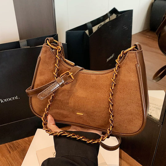 Damen modische Schultertasche im Vintage-Look mit Kettenriemen Nord Taschen