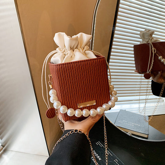 Damen Mini-Handtasche mit abnehmbarer Perlenkette Nord Taschen