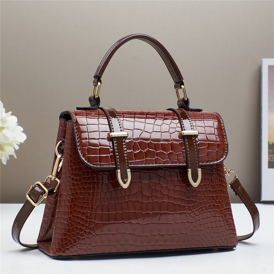 Damen Handtasche mit elegantem Krokodil-Leder-Muster und verstellbarem Schulterriemen Nord Taschen