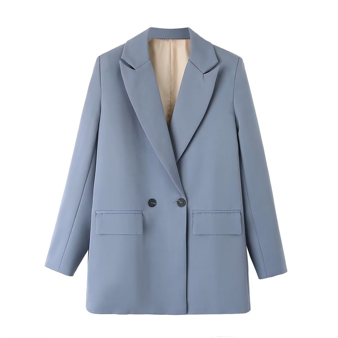Damen Langer Oversize-Blazer mit markantem Revers, Pattentaschen und leichter Schulterpolsterung Nord Taschen