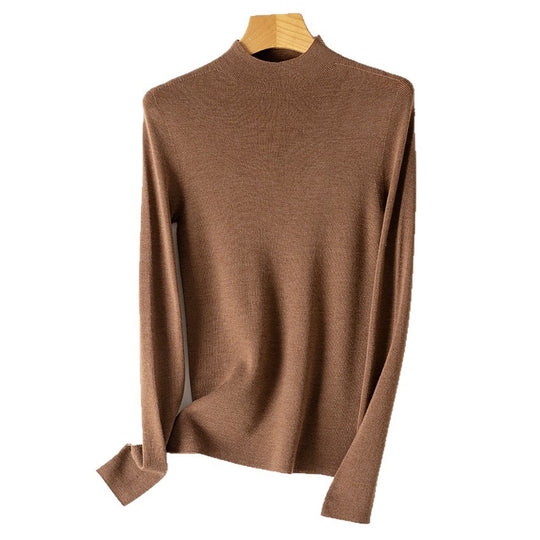 Damen Feiner Stretch-Feinstrickpullover mit halbem Stehkragen und schlanker Silhouette Nord Taschen