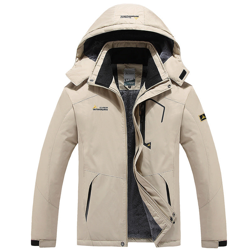 Herren Wasserdichte gefütterte Outdoor-Skijacke mit abnehmbarer Kapuze und Thermofutter Nord Taschen