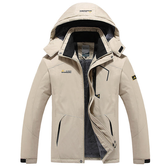 Herren Wasserdichte gefütterte Outdoor-Skijacke mit abnehmbarer Kapuze und Thermofutter Nord Taschen