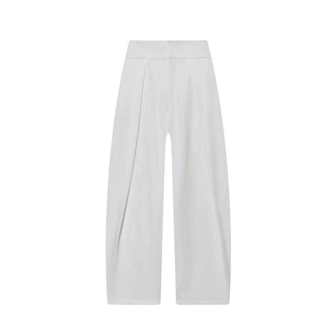Damen Weite Highwaist-Hose mit Frontfalten und fließender Palazzo-Silhouette Nord Taschen