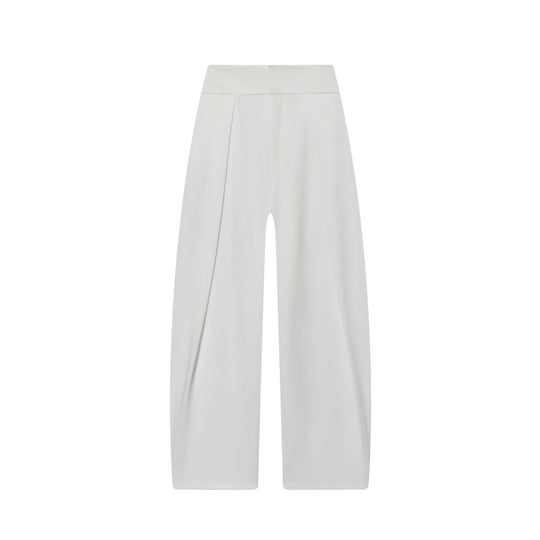Damen Weite Highwaist-Hose mit Frontfalten und fließender Palazzo-Silhouette Nord Taschen