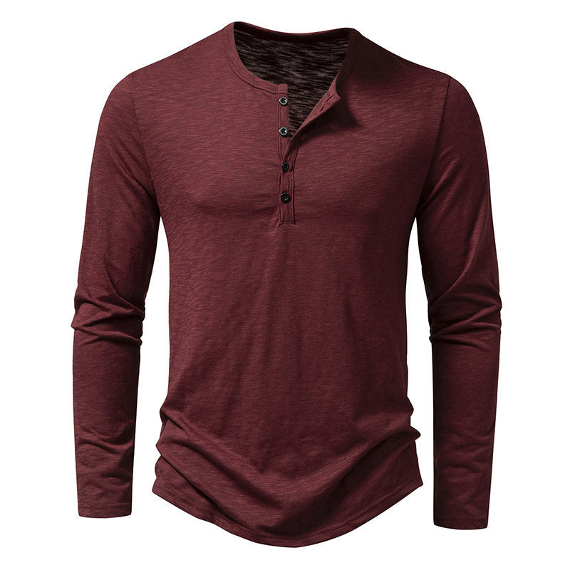 Herren Langarm-Henley-Shirt aus hochwertiger Baumwolle mit modernem Schnitt