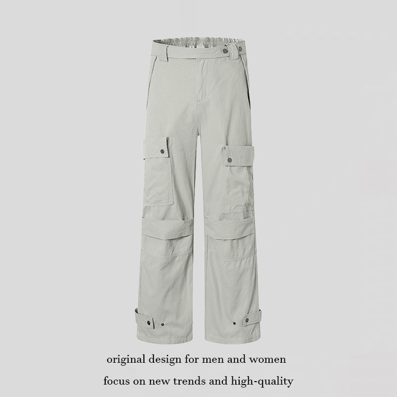 Damen weite Cargo-Culottehose mit hohem Bund, elastischem Taillenpass und Multi-Taschen Nord Taschen