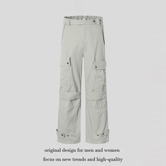 Damen weite Cargo-Culottehose mit hohem Bund, elastischem Taillenpass und Multi-Taschen Nord Taschen